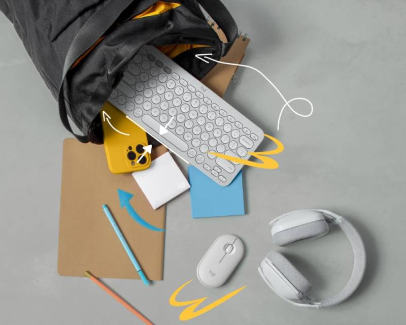 LOGITECH K380s Bluetooth Pebble Keys 2 US bela tastatura - Слика 6