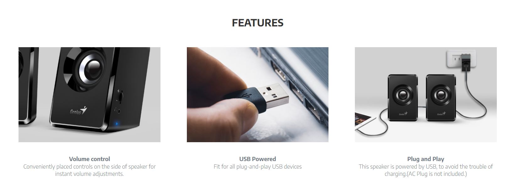 GENIUS SP-U125 USB crni zvučnici - Слика 5