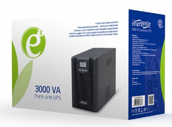 EG-UPS-PS3000-01 Gembird UPS sa stabilizatorom 3000VA (2400W) pure sine wave, LCD, USB, black - Слика 4