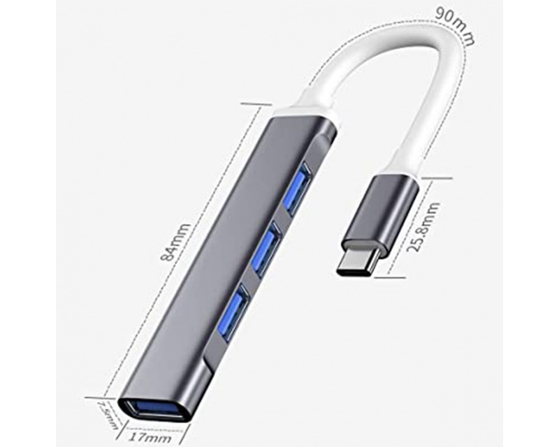 E-GREEN USB 3.1 tip C - HUB 4port USB 3.0 crni - Слика 2