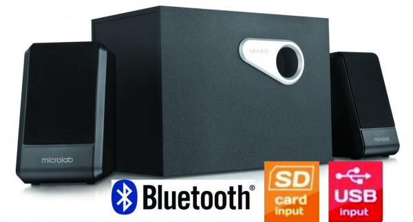 Microlab M280BT Aktivni drveni zvucnici 2.1 42W RMS(26W, 2x8W) SD, USB, BLUETOOTH , 3.5mm - Слика 2
