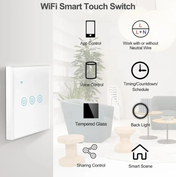 ZIGBEE-SMART-2 GANG-RSH-SP002-EU Gembird 2 Smart bezicna prekidaca,APP glasovna kontrola Glass Touch - Слика 2