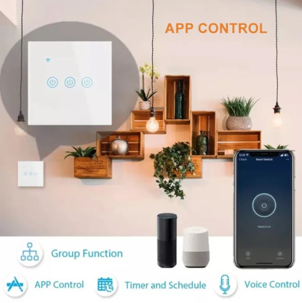 ZIGBEE-SMART-2 GANG-RSH-SP002-EU Gembird 2 Smart bezicna prekidaca,APP glasovna kontrola Glass Touch - Слика 4