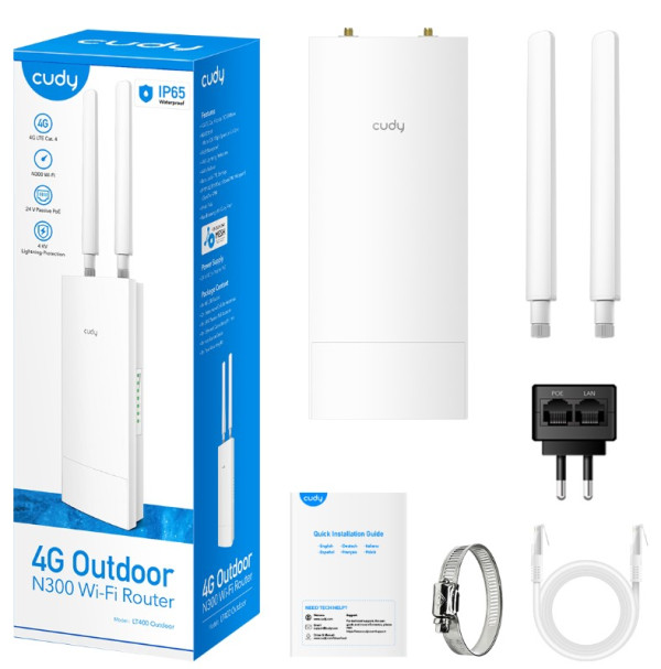 Cudy LT400 Outdoor 4G LTE Cat 4 N300 Wi-Fi Router, Nano SIM Slot, 10/100Mbps WAN/LAN - Слика 4