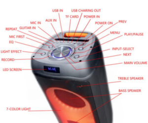 Microlab PT802W karaoke zvucnik 200W, Bluetooth, LED, 11,1V/4400mAh, TWS, Aux, USB, microSD, + Mic*2