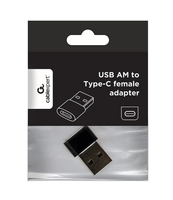 A-USB2-AMCF-02 Gembird USB AM to Type-C female adapter, black (ALT.CCP-USB3-AMCM-0M) FO - Слика 5