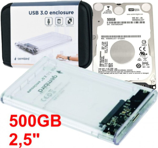 GEMBIRD HDD 2.5 * 500GB SET USB 3.0 SATA eksterno kuciste + 500GB WD5000LUCT SEAGATE EE2-U3S9-6 (1899) - Слика 3
