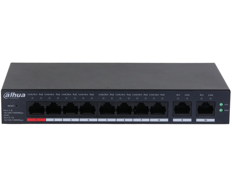 DAHUA CS4010-8GT-110 10-Port Cloud Managed Desktop Gigabit Switch with 8-Port PoE - Слика 2