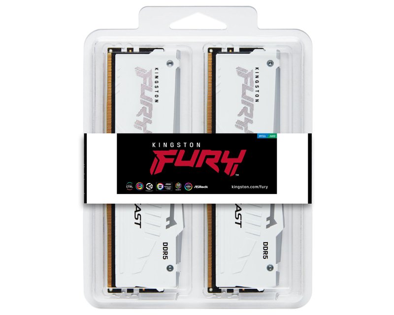 KINGSTON DIMM DDR5 64GB (2x32GB kit) 5200MT/s KF552C36BWEAK2-64 Fury Beast RGB White Expo - Слика 3