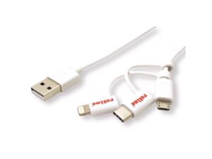 Secomp Roline USB 2.0 Charge & Sync A micro B + 8 pin + C m/m 1.0m