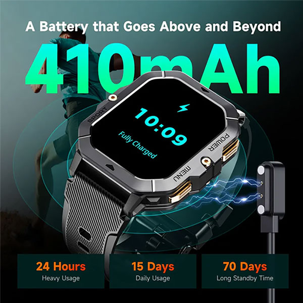 Oukitel BT101 Smart Watch Military 410mAh/Heart rate/SpO2/Blood Pressure/Accelerometer/eSIM - Слика 2