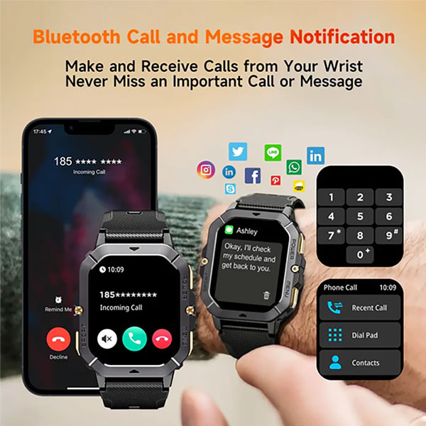 Oukitel BT101 Smart Watch Military 410mAh/Heart rate/SpO2/Blood Pressure/Accelerometer/eSIM - Слика 3