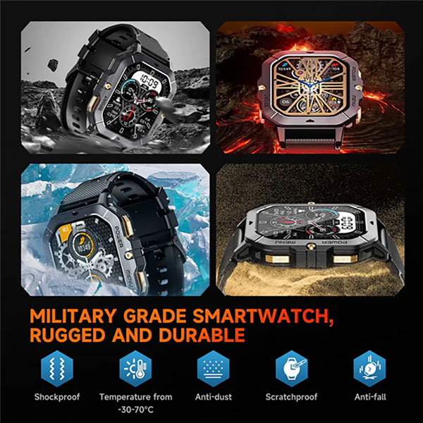 Oukitel BT101 Smart Watch Military 410mAh/Heart rate/SpO2/Blood Pressure/Accelerometer/eSIM - Слика 5