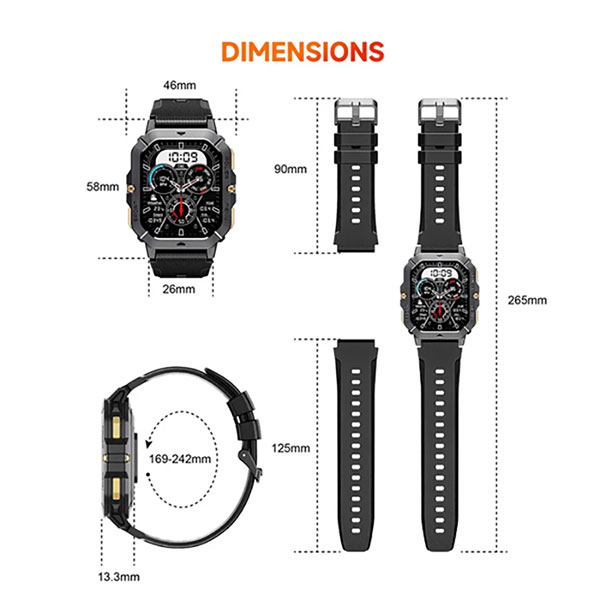 Oukitel BT101 Smart Watch Military 410mAh/Heart rate/SpO2/Blood Pressure/Accelerometer/eSIM - Слика 7