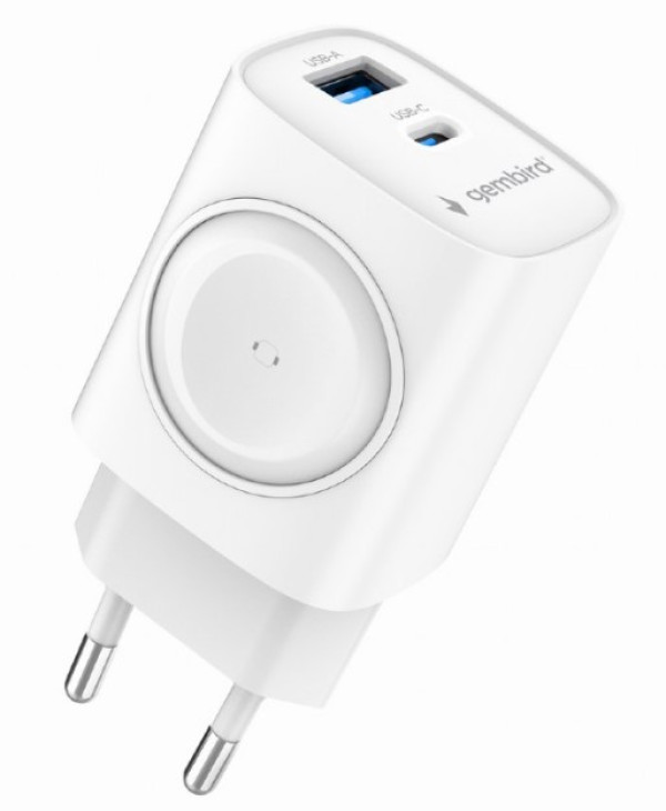 TA-UC-PDQCW20-01-W Gembird 2u1 QC 3.0 20W punjac za telefon + Apple Watch, white - Слика 3