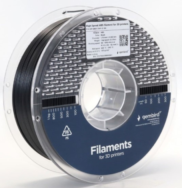 GEMBIRD 3DP-ABS1.75HY-01-BK ABS filament velike brzine za 3D stampac 1.75mm, kotur 1KG BLACK - Слика 4