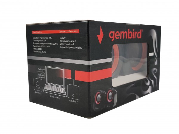 SPK-107 ** Gembird Stereo zvucnici Orange/Black, 2 x 3W RMS USB pwr, 3.5mm kutija sa prozorom (379) - Слика 3