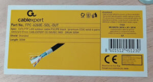 FPC-6260E-SOL-OUT Gembird, FTP cat.6 Outdoor, solid 23AWG, 0.57mm PREMIUM CCA kotur pun presek 305m