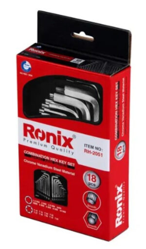 RONIX Kljucevi set Kratki HEX & TORX 18-delni CR-V RH-2051 PLC 1-5-10MM/T10-T50