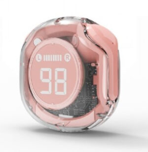 TWST-01-PK Gembird bluetooth V5.4 slusalice, TWS, LCD, Transparent, pink