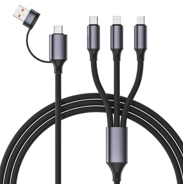 CC-USB2S-ACM31-1.5M Gembird Premium silicon 4-in-1 USB charging cable, 1.5 m - Слика 2