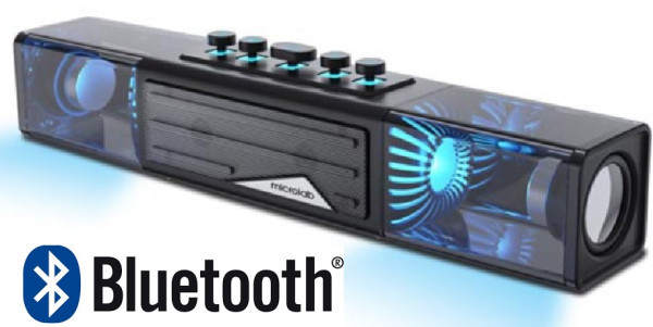 Microlab MS213B Bluetooth speaker soundbar 2x10W, Baterija 3.7V/4000mA USB, SD, AUX, LED/black - Слика 4