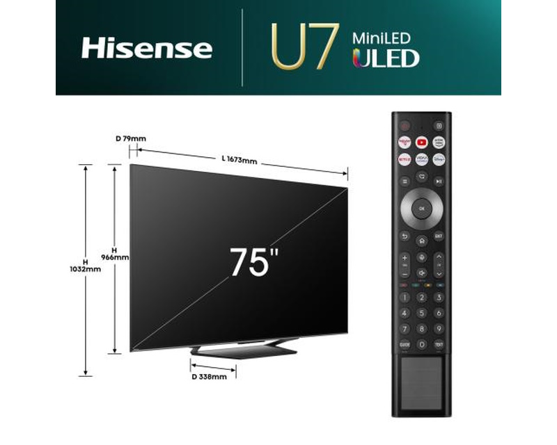 HISENSE 75 inča 75U7NQ ULED Mini-LED 4K UHD Smart TV - Слика 8