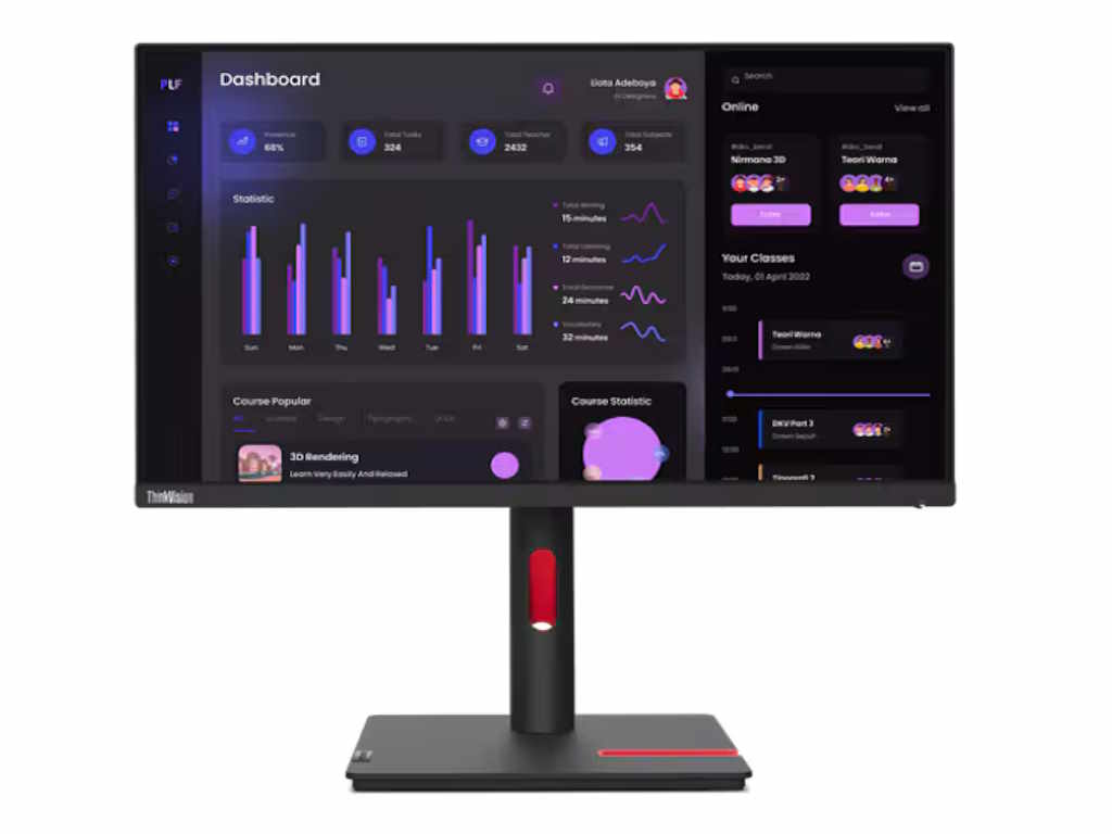 Monitor LENOVO ThinkVison T24i-30 23.8"/IPS/1920X1080/60Hz/4ms/HDMI,DP,VGA,USB/swivel,pivot,heigh - Слика 4