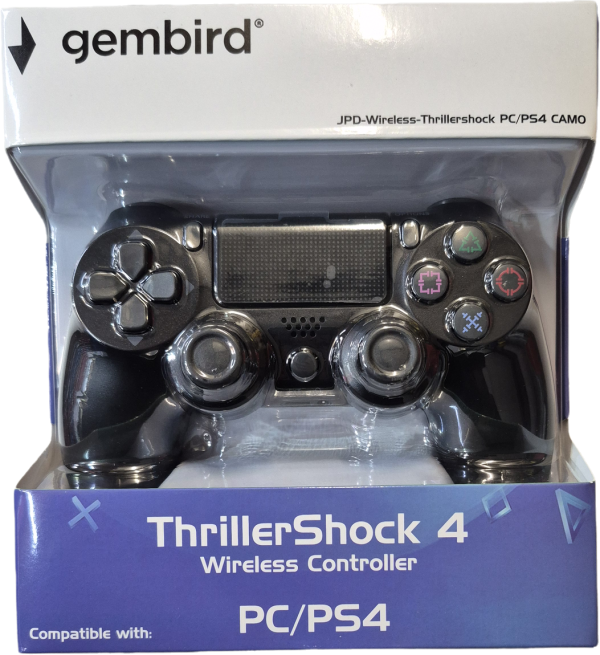 JPD-Wireless-Thrillershock PC/PS4 BLACK Gembird Bezicni gamepad sa dvostrukom vibracijom v2 - Слика 7