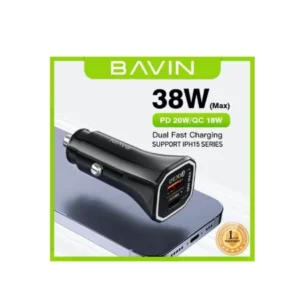 Bavin auto punjač  PD20W QC3.0 USB-A + USB-C crna