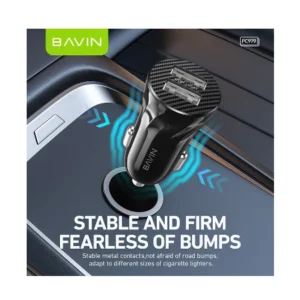 Bavin Auto punjač 2xUSB + kabl Lightning crna