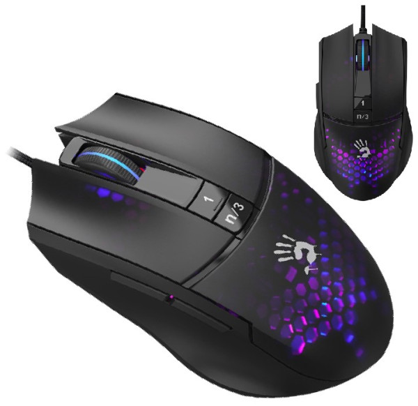 A4 TECH A4-L65 MAX A4Tech Bloody Gejmerski opt. mis, 2000Hz/1000-2000Dpi, Black USB 125mm, Honexcomb - Слика 4