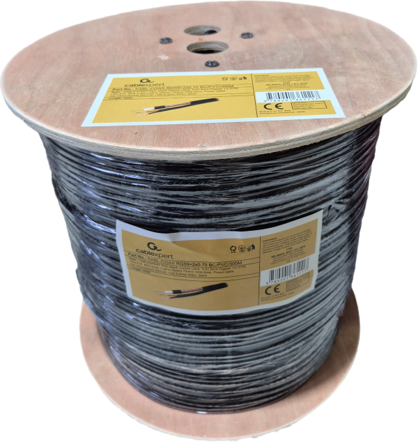 GEMBIRD KABL-COAX-RG59+2x0.75 BC/PVC/300M CCTV Bakarni Koaksialni kabl sa napojnim kablom2x0,75mm black 300m - Слика 4