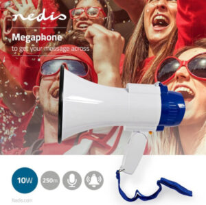 NEDIS MEPH150WT Megafon 115dB, max.250m ugradjena sirena i funkcija snimanja, Blue/White