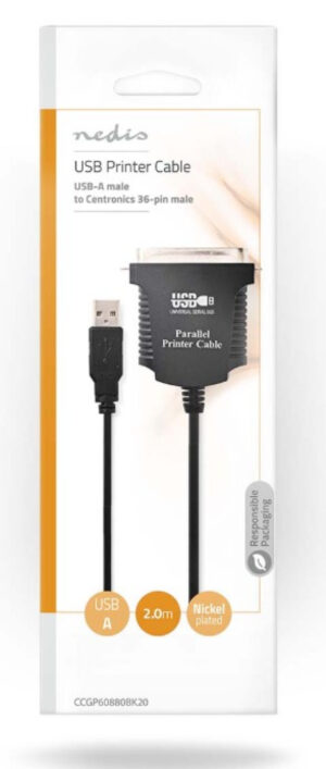 NEDIS CCGP60880BK20 USB-A Male, Centronics 36-Pin Male, 2m