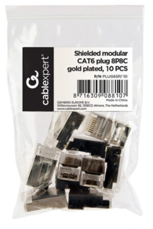 GEMBIRD PLUG6SP/10 Shielded modular CAT6, 10 u pakovanju / CENA PO PAKOVANJU