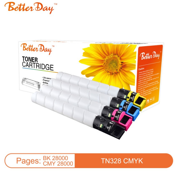 Toner BetterDay C-TN328 BK (Low temperature toner) zam.kaseta za Konica Bizhub Black 28k - Слика 3