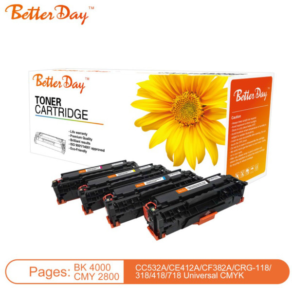 Toner BetterDay CC532A, CE412A, CF382A zam. kaseta za HP Yellow 2.8k - Слика 2