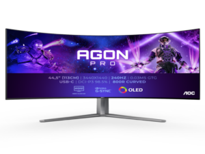 Monitor AOC AG456UCZD 44,5"/OLED,zakriven,21:9/3440x1440/240Hz/0,03ms GtG/HDMIx2,DP,USB/Gsnyc/visina