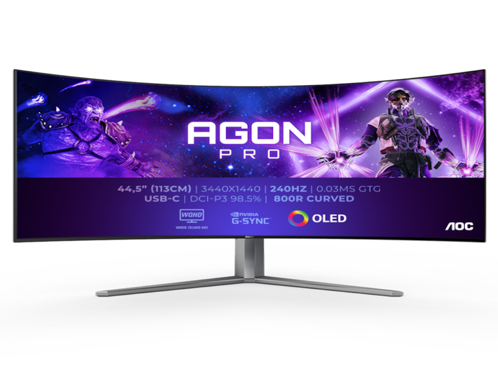 Monitor AOC AG456UCZD 44,5"/OLED,zakriven,21:9/3440x1440/240Hz/0,03ms GtG/HDMIx2,DP,USB/Gsnyc/visina - Слика 3