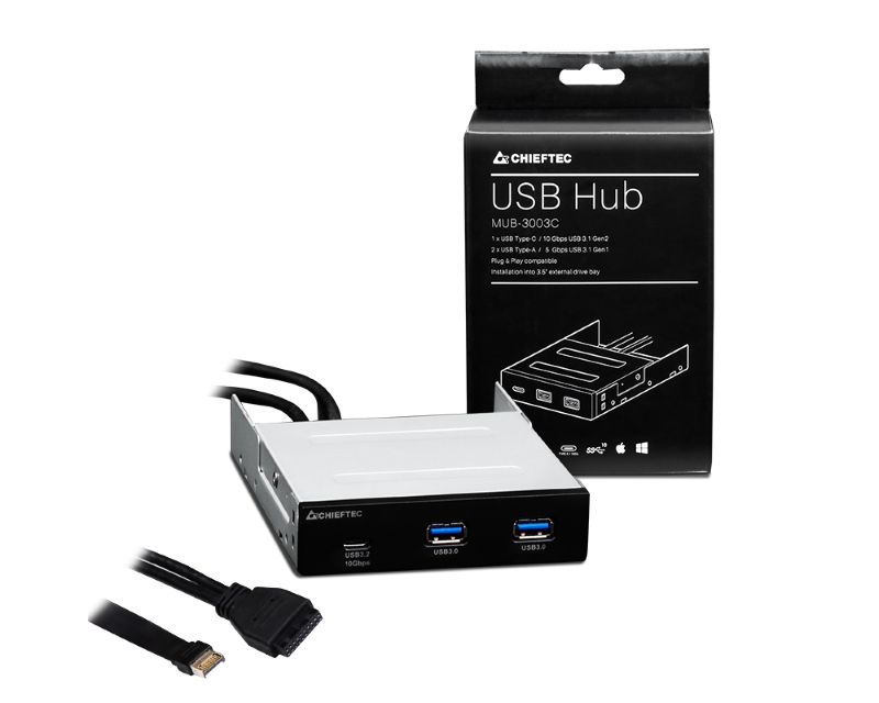 MUB-3003C 3.5" 2xUSB 3.0 + 1xUSB Type-C Front Panel - Слика 3