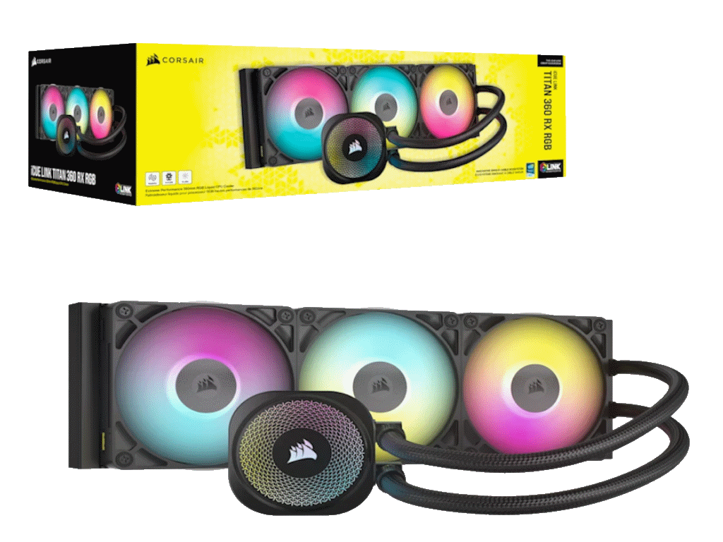 Kuler za CPU CORSAIR iCUE LINK TITAN 360 RX/RGB/AIO/360mm/triple fan/vodeno hladenje/crna - Слика 8