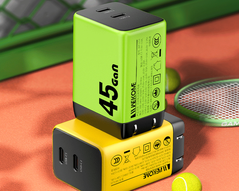 WEKOME Superbrzi Strujni GaN Punjac, 2-porta USB (2 x 3.1 tipC) 45W, žuti WP-U33 - Слика 5