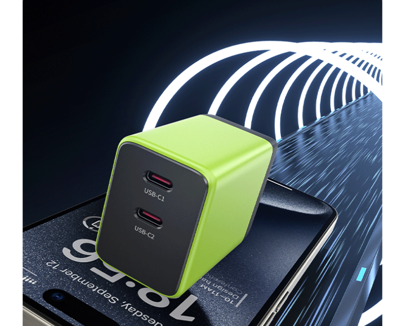 WEKOME Superbrzi Strujni GaN Punjac, 2-porta USB (2 x 3.1 tipC) 45W, žuti WP-U33 - Слика 6