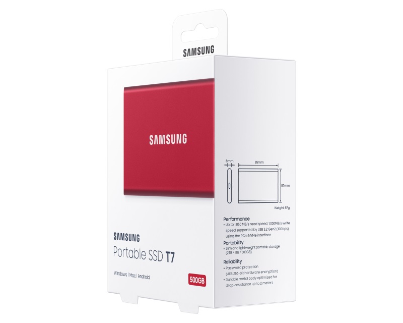 SAMSUNG Portable T7 500GB crveni eksterni SSD MU-PC500R - Слика 8