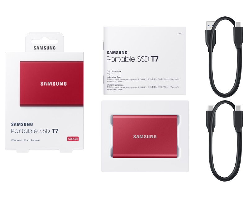 SAMSUNG Portable T7 500GB crveni eksterni SSD MU-PC500R - Слика 9