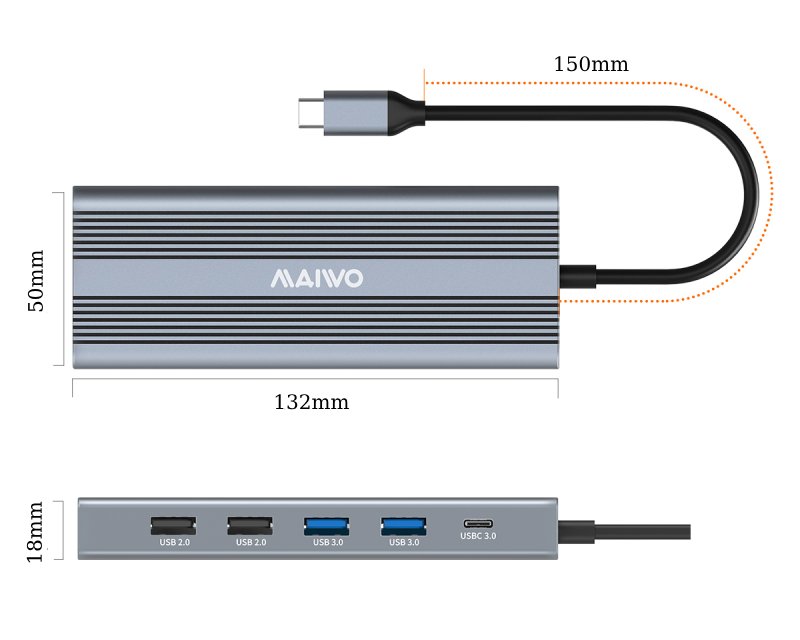 MAIWO USB Tip-C 12 u 1 Docking USB3.0+SD/TF+RJ45+HDMI*2+VGA+Audio+US B-C PD+USB-C data, KH12RHV - Слика 2