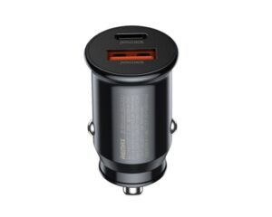 Auto punjač adapter 1xUSB A + 1xTIP C 30W RCC231, crni