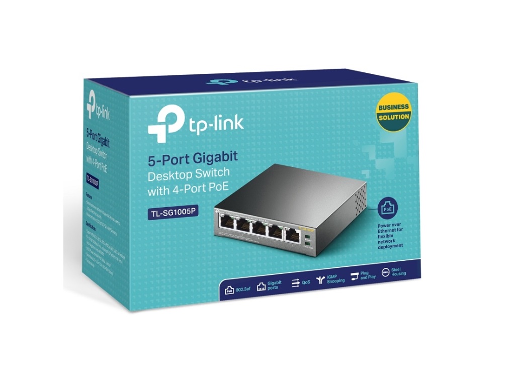 Switch TP-LINK TL-SG1005P Gigabit/5x RJ45/10/100/1000Mbps/4x PoE+/56W PoE/metalno kuciste - Слика 2
