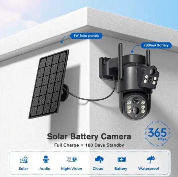 CAM-IP4MP-TQ7 GMB kamera 4MP(2mp+2mp) H.265 EU Solar Camera, 2 Inch, ICSEE App, 2.8mm, IP66 - Слика 3